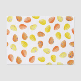 オレンジ色の黄色の斑点のある水色のイースターエッグ 薄葉紙