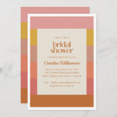 オレンジ色の黄色の暖かいストライプブライダルシャワー 招待状 (正面/裏面)