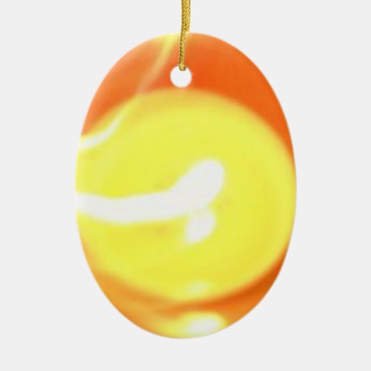 オレンジ色の黄色の炎キャンドルライト、アート セラミックオーナメント (正面)