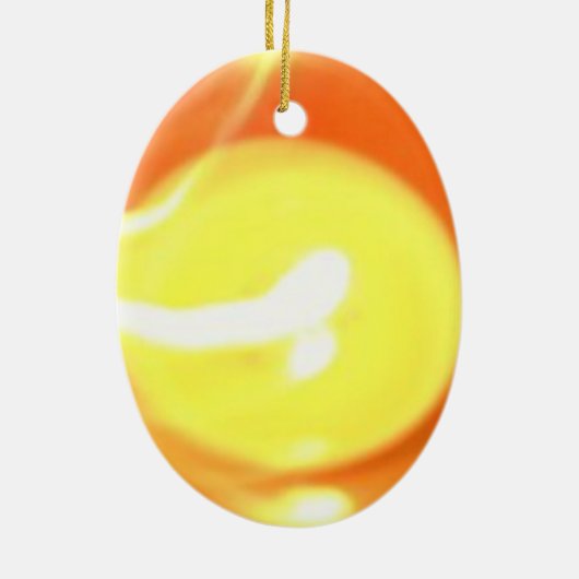 オレンジ色の黄色の炎キャンドルライト、アート セラミックオーナメント (裏面)