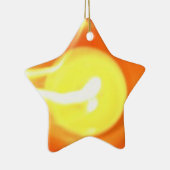 オレンジ色の黄色の炎キャンドルライト、アート セラミックオーナメント (右)