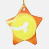 オレンジ色の黄色の炎キャンドルライト、アート セラミックオーナメント (左)