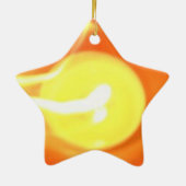 オレンジ色の黄色の炎キャンドルライト、アート セラミックオーナメント (裏面)