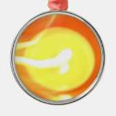 オレンジ色の黄色の炎キャンドルライト、アート メタルオーナメント (正面)