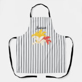 オレンジ色の黄色の白い花と白 エプロン (正面)