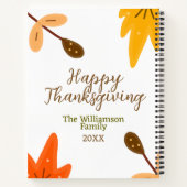 オレンジ色の黄色の秋幸せな感謝祭アドファミリーn ノートブック (裏面)