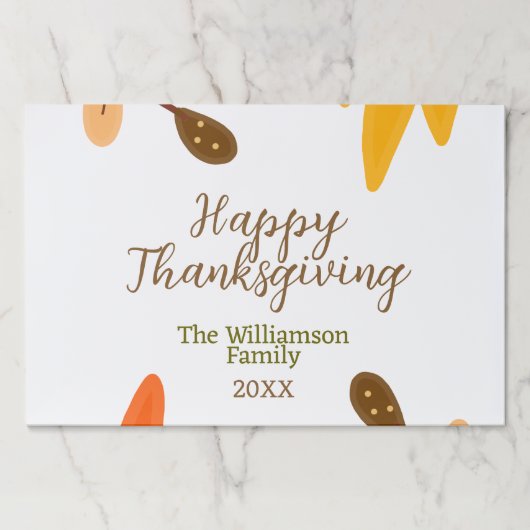 オレンジ色の黄色の秋幸せな感謝祭アドファミリーn ペーパーパッド (正面)