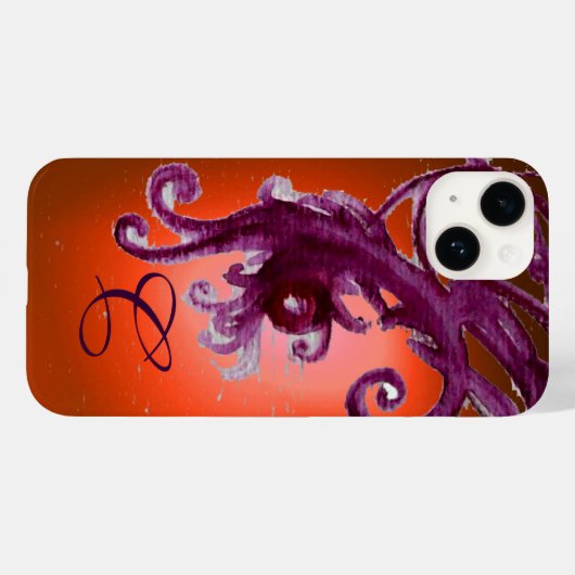 オレンジ色の黄色の紫の果実と渦巻きモノグラムi Case-Mate iPhoneケース (裏面 (横))