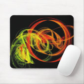 オレンジ色の黄色の緑の抽象芸術渦巻きマウスパッド マウスパッド (マウス)