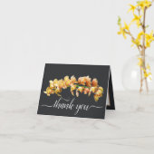 オレンジ色の黄色の蘭グレイ背景ありがとう カード (黄色い花)