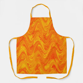 オレンジ色の黄色の赤い模様（マーブリング） エプロン