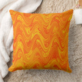 オレンジ色の黄色の赤い模様（マーブリング） クッション (ブランケット)