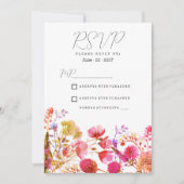 オレンジ色の黄色の野花の夏のRSVP 招待状 (正面)