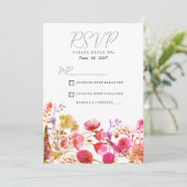 オレンジ色の黄色の野花の夏のRSVP 招待状 (スタンド正面)