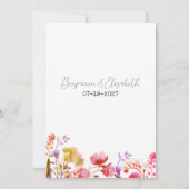 オレンジ色の黄色の野花の夏のRSVP 招待状 (裏面)