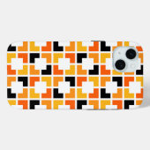 オレンジ色の黄色の黒い正方形の幾何学的パターン Case-Mate iPhoneケース (裏面 (横))