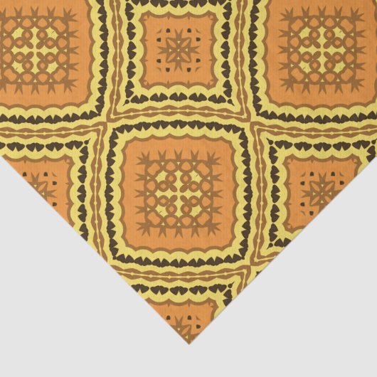 オレンジ色の黄色の黒モザイク模様 薄葉紙 (詳細)