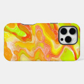 オレンジ色の黄色カラフルい地形抽象芸術大理石 iPhoneケース (裏面横)