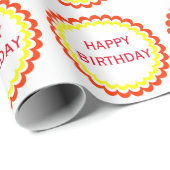 オレンジ色の黄色シンプルハッピーバースデーラッピング紙 ラッピングペーパー (ロールコーナー)