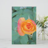 オレンジ色の黄色バラの花 便箋 (スタンド正面)