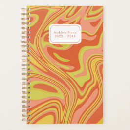 オレンジ色の黄色モダンの大理石カラフルを計画する プランナー手帳