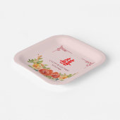 オレンジ色の黄色中国のい結婚花 ペーパープレート (傾斜あり)