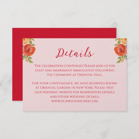 オレンジ色の黄色中国のい花結婚の詳細 エンクロージャーカード (正面/裏面)