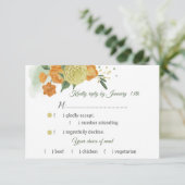 オレンジ色の黄葉色の緑の食事 出欠カード (スタンド正面)