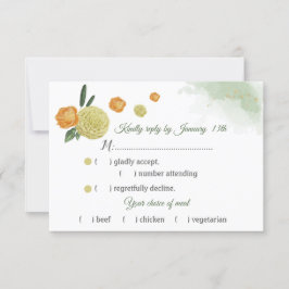 オレンジ色の黄葉色の緑の食事 出欠カード