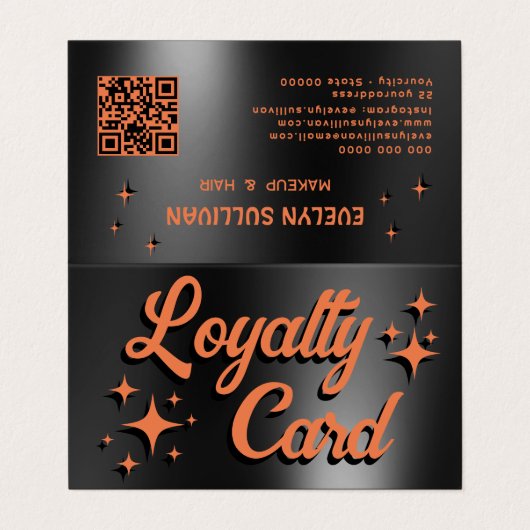 オレンジ色の黒いアイシャドパレット折り畳みロイヤリティカード 名刺 (外部フラット)