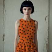 オレンジ色の黒いクモ ファブリック