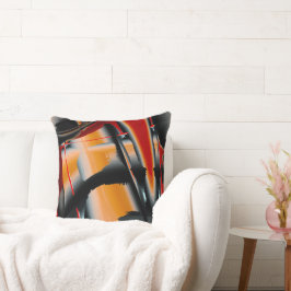 オレンジ色の黒いクロップされたデジ絵を描タル倍率 クッション