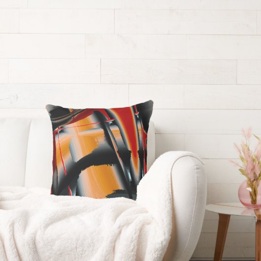 オレンジ色の黒いクロップされたデジ絵を描タル倍率 クッション (ソファ)