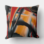 オレンジ色の黒いクロップされたデジ絵を描タル倍率 クッション (裏面)