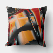 オレンジ色の黒いクロップされたデジ絵を描タル倍率 クッション (正面)