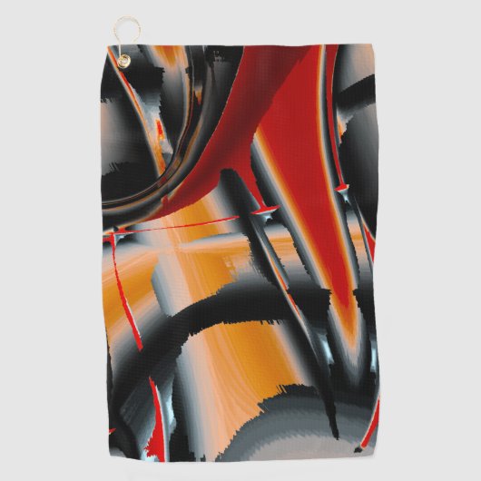 オレンジ色の黒いクロップされたデジ絵を描タル倍率 ゴルフタオル (正面)