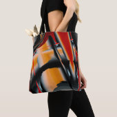 オレンジ色の黒いクロップされたデジ絵を描タル倍率 トートバッグ (クローズアップ)