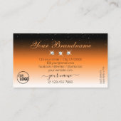 オレンジ色の黒いグラデーショきらめくンダイヤモンドとロゴ 名刺 (裏面)