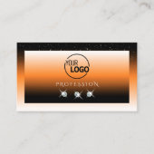 オレンジ色の黒いグラデーショきらめくンダイヤモンドとロゴ 名刺 (正面)