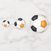 オレンジ色の黒いサッカーボール子供たち10代のスポーツパーティー コンフェッティ (裏面)