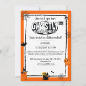 オレンジ色の黒いハロウィンゴースト 招待状 (正面)