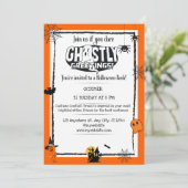 オレンジ色の黒いハロウィンゴースト 招待状 (スタンド正面)