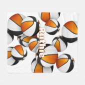 オレンジ色の黒いバスケットボールチームカラーズスポーツデッキ フリースブランケット (正面(横))