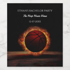 オレンジ色の黒いバスケットボールバースデーパーティーチャンピオン ワインラベル