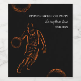 オレンジ色の黒いバスケットボールバースデーパーティーチャンピオン ワインラベル