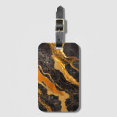 オレンジ色の黒い大理石の金ゴールド ラゲッジタグ (正面縦)