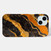 オレンジ色の黒い大理石の金ゴールド Case-Mate iPhoneケース (裏面 (横))