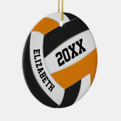 オレンジ色の黒い女の子の少年チームのバレーボール セラミックオーナメント (右)