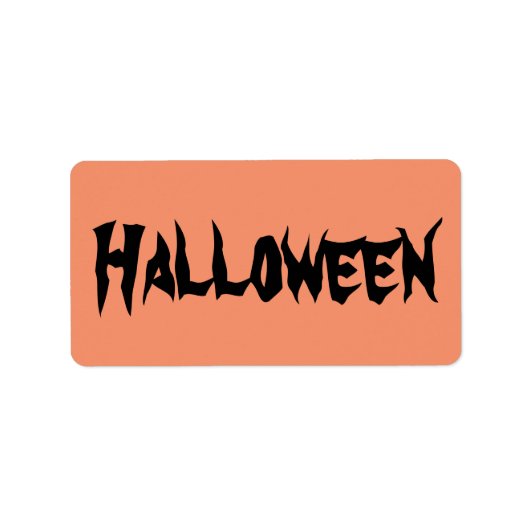 オレンジ色の黒い文字付きハロウィーンラベル ラベル (正面)