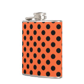 オレンジ色の黒い水玉模様 フラスク (左)